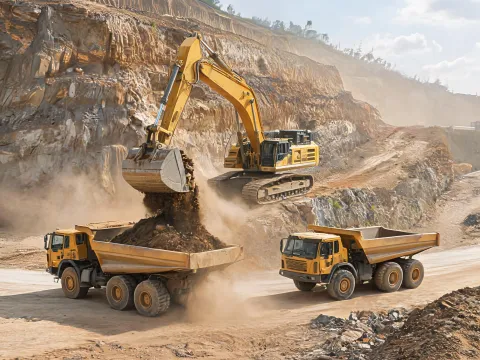Highway earthworks with crawler excavators